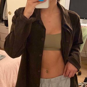 dark brown suede button up